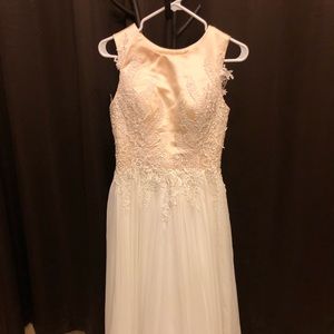 Brand new dress, white and champagne